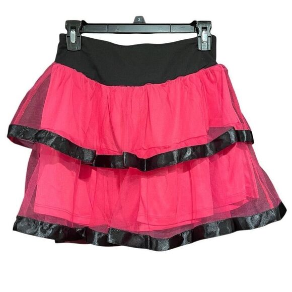 Hot Topic Pink Black Lace-Up Tiered Tutu Skirt Women’s Small - Picture 2 of 3